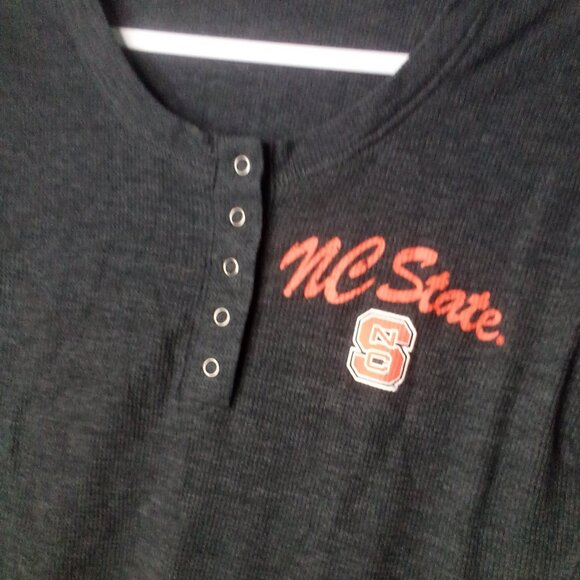 Bottom Drawers Sleepwear Shirt Women M NC State Long Sleeve Thermal Gray - Picture 8 of 14